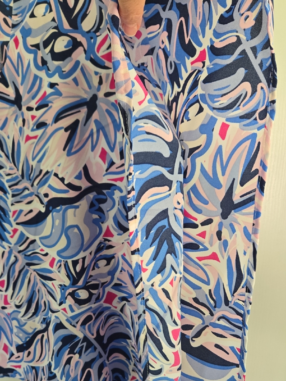 Simply Southern Drape Poncho Style Blouse Size XL Leaf Blue Pink Boho Hippie - Picture 3 of 7
